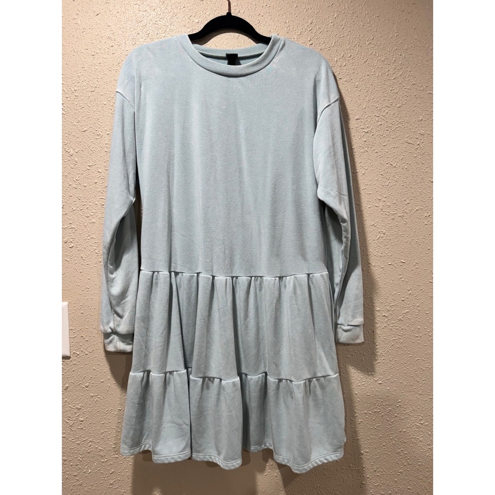 Wild Fable Light Blue Tiered Long Sleeve‎ Babydoll Mini Dress Womens Small
